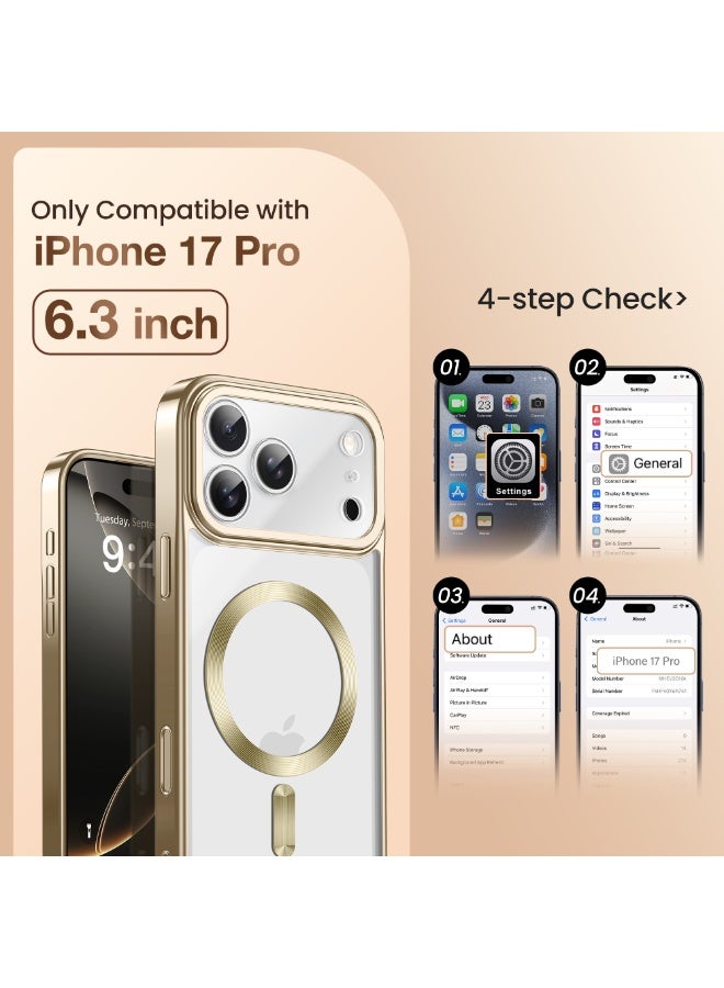 GolbinBox Magnetic for iPhone 17 Pro Case with Stand, [Compatible with MagSafe], Camera Control Capture Button, 17FT Military-Grade Protection, Shockproof Slim Phone Case 6.3"(Gold/Clear) - Image 2